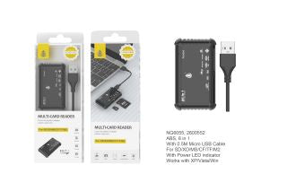 NG6055 6 in 1 Multi-Card Reader, supports SD/TF/MS/M2/XD/CF, Black