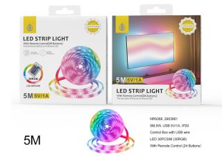 NR9368 RGB LED Strip Light IP20, 5m, 5V, USB 5V/1A