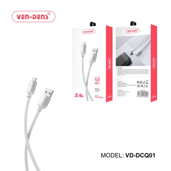 2.4A 5V Silicone Cable USB A To Micro USB Cable