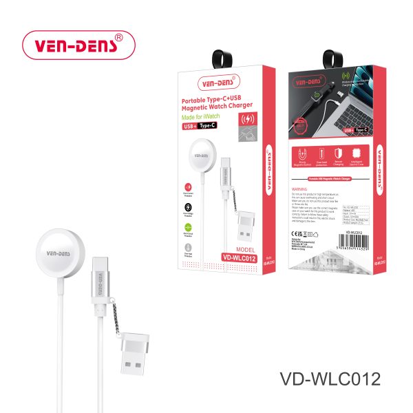 Portable Type C + USB Magnetic Watch Charger