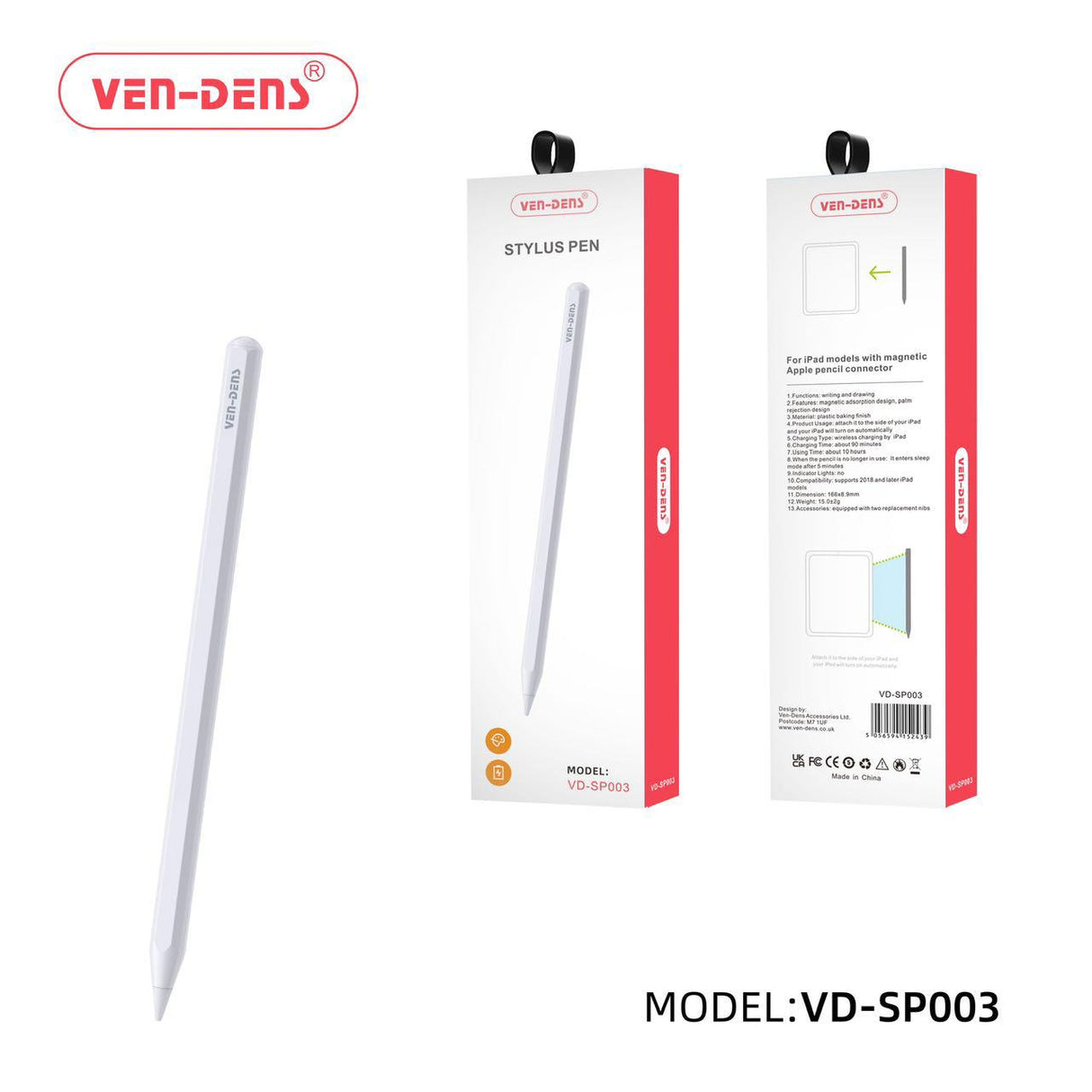 Stylus pen For iPad models with magnetic Apple pencil connector