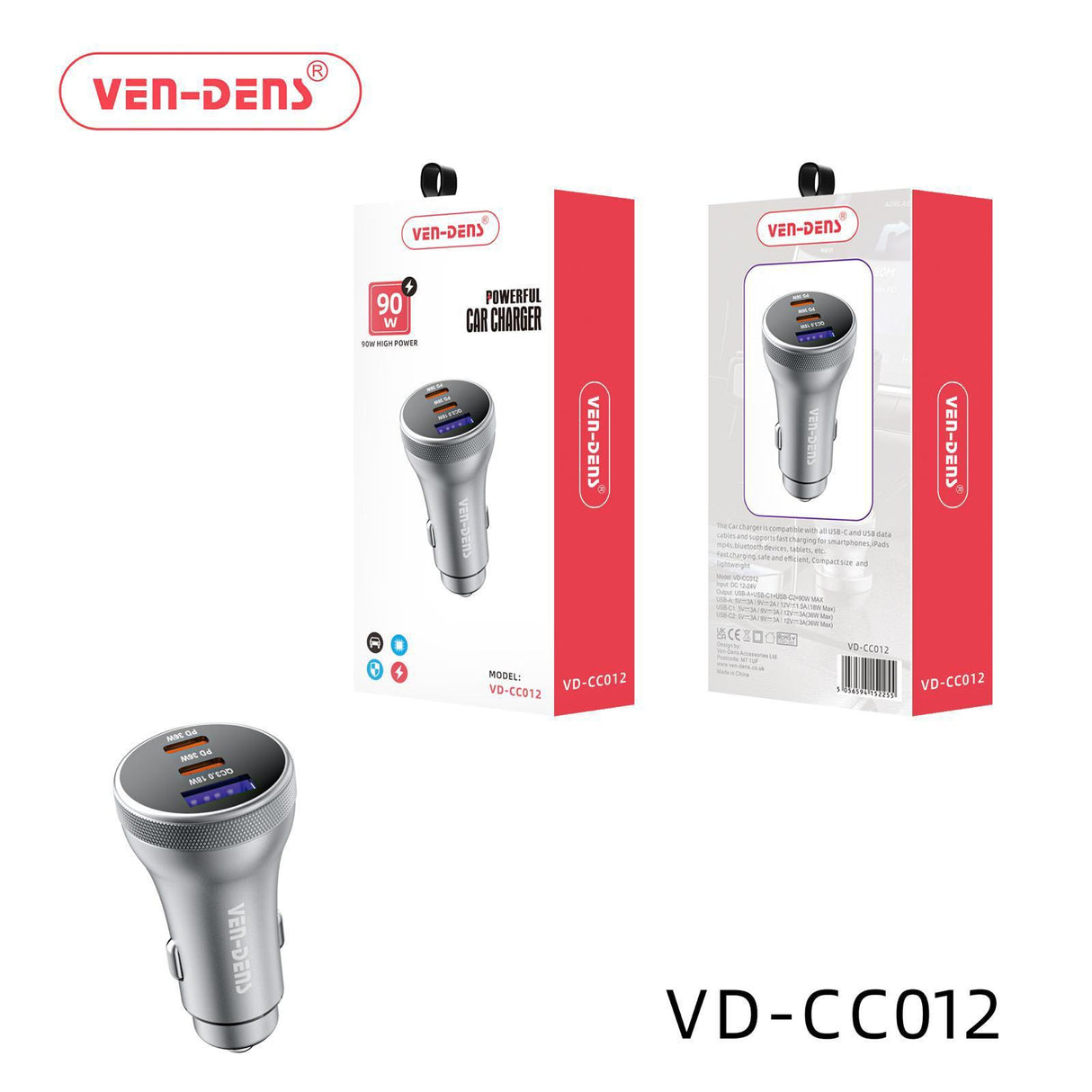 3 Port 90w Powerful Car Charger