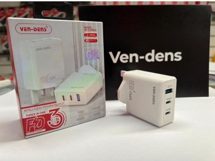 65W GaN Charger USB & Type-C 3 in 1 Multi Port Charger Plug (SP-TC80AG)