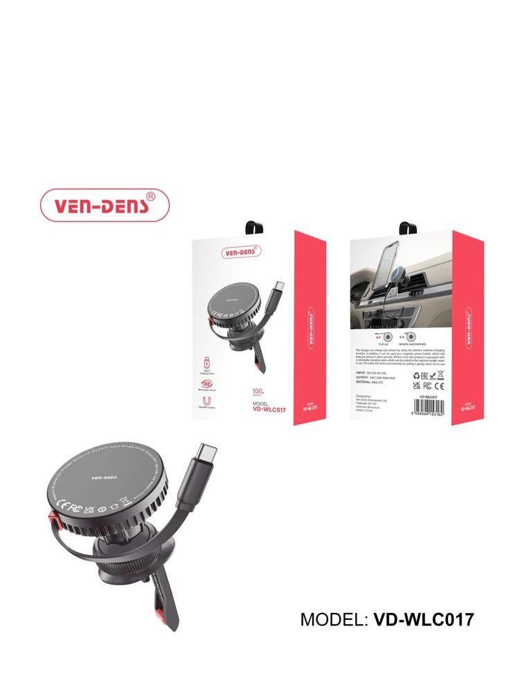 360 Rotation magnetic function Wireless car Charger With Type-C Cable