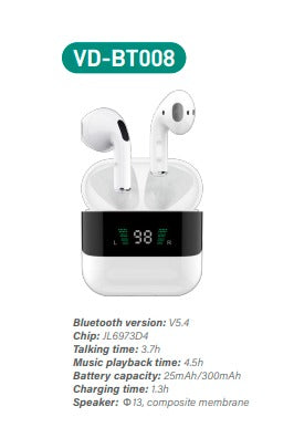 Wireless Earphone With Smart Display Charging Case