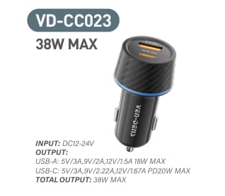 38w dual port powerful car charger