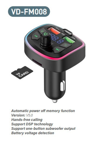 Car Charger & FM Player with 2 USB Port+PD 18W
