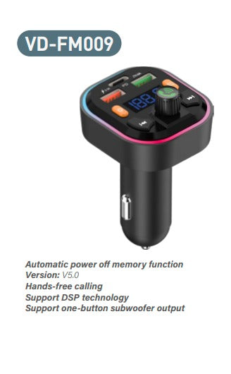 Car Charger & Bluetooth FM Player with 2 USB + PD Port