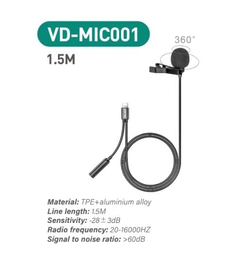 2 In 1 Lavalier Microphone to Lightning To 3.5mm Splitter