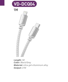 27W Silicone USB C To Lightning Charging Cable