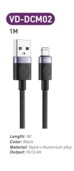 2.4A 5V USB A To Lightning Charging Cable