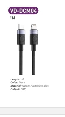 27W USB C To Lightning Charging Cable