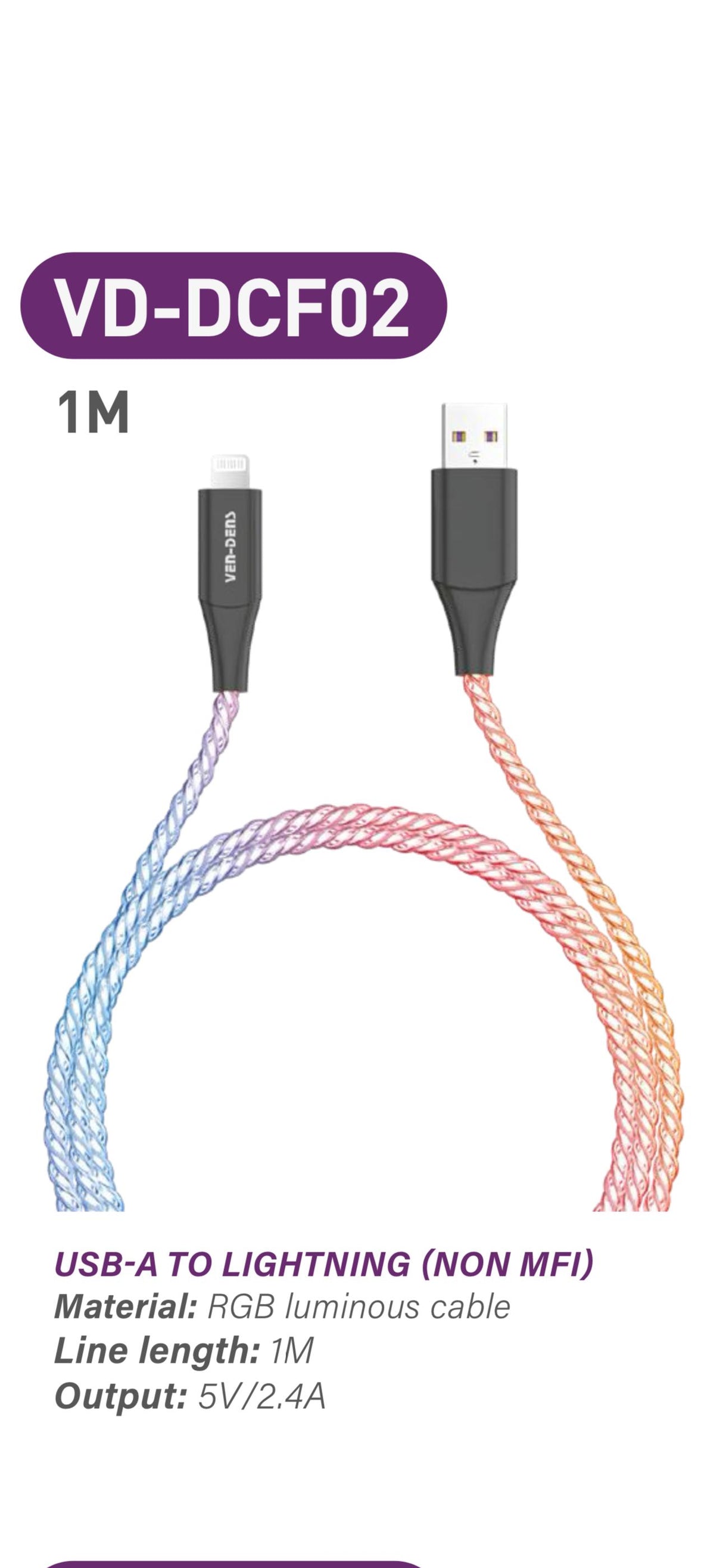 Colorful Fast Charging USB A To Lightning Charging Cable