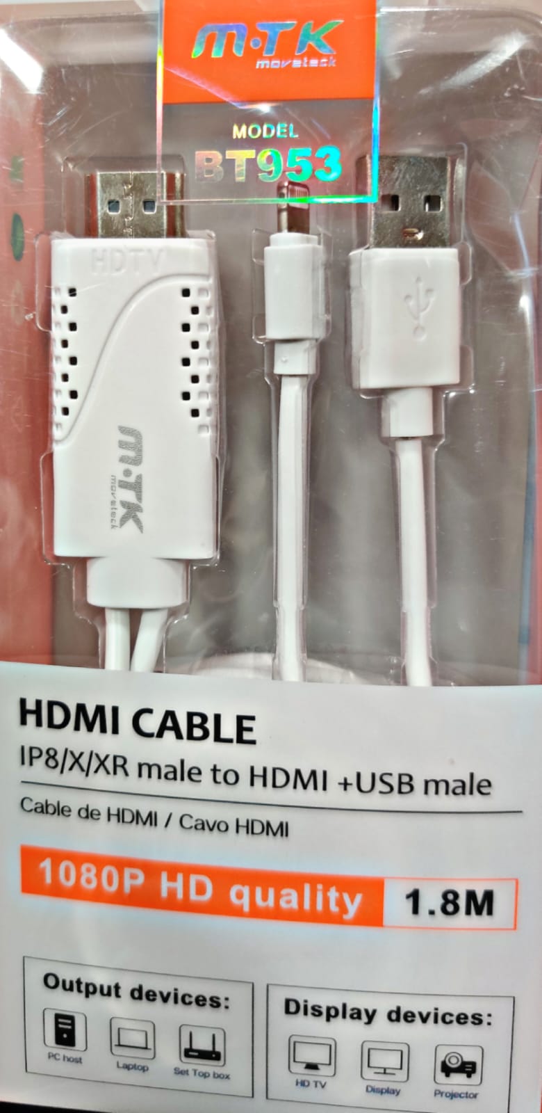 BT953 iPhone Lightening to HDMI Cable, for iPhone & iPad to TV, 1080P, White