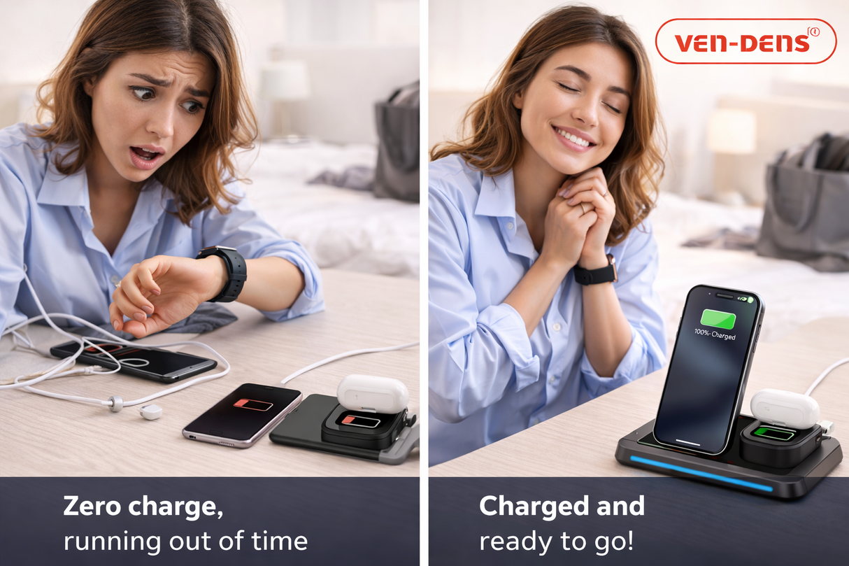 3-in-1 Fast Wireless Charging Station for Phone, AirPods & Smartwatch