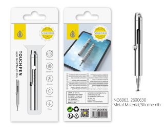 NG6063 Metal Touch Pen with Silicon nib, for Mobiles & Tablets, Silver