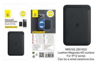 NR9162 Magnetic Leather Card Holder for iPhone 12, Black