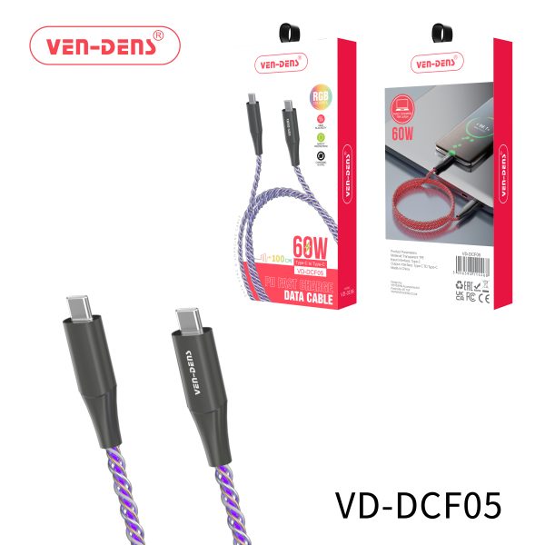 Illuminated Light Flowing Fast Charging Cable USB C To TYPE C Cable