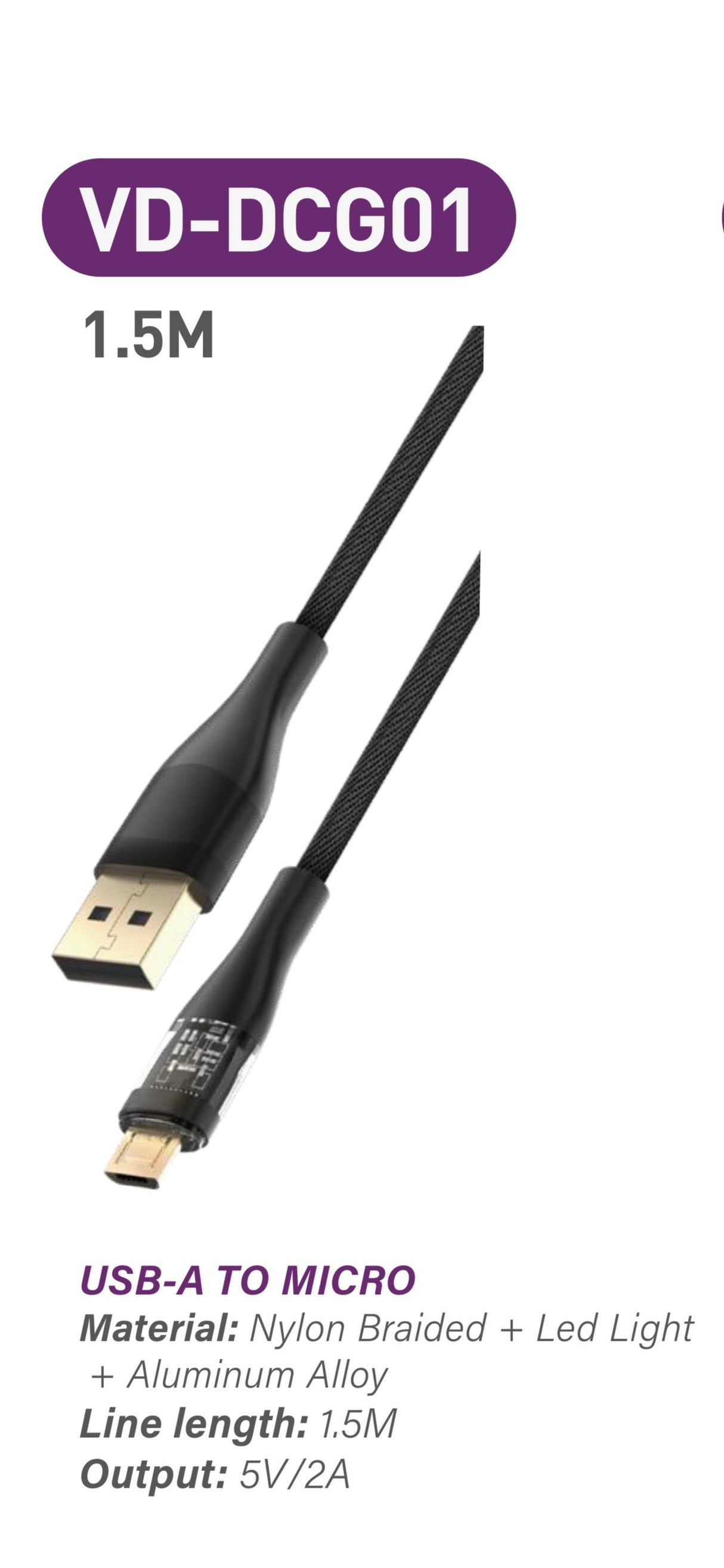 Transparent Aesthetics Data Sync & Fast Charging Cable USB A To Micro USB Cable