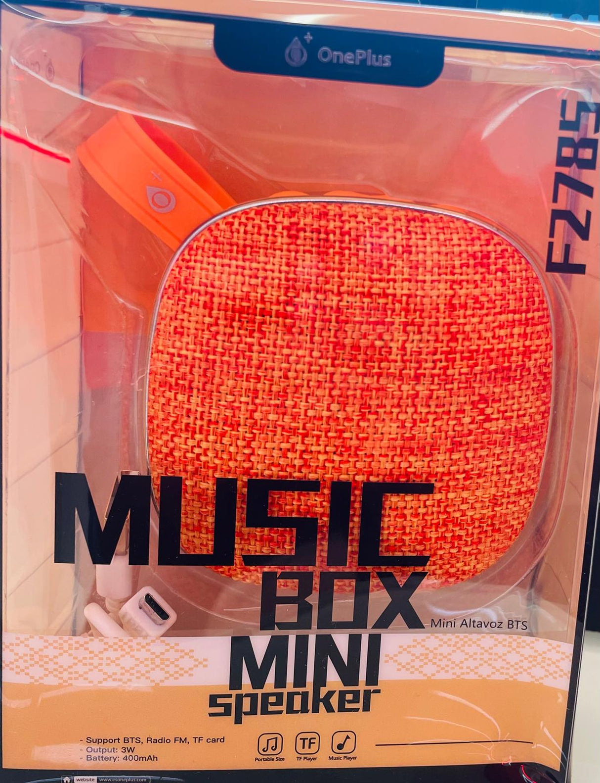 F2785 BLUETOOTH SPEAKER MUSIC BOX WITH FABRIC FINISH, 3W FM / TF CARD, ORANGE