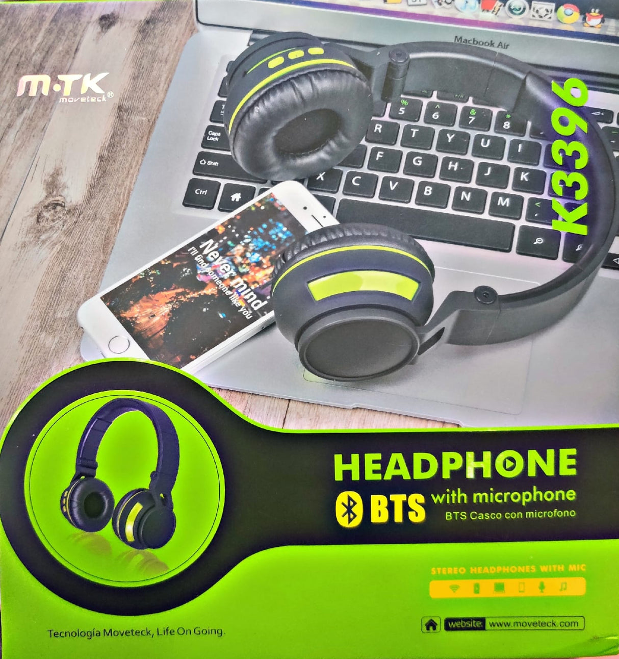 K3396 Bluetooth Headset With Microphone, Green