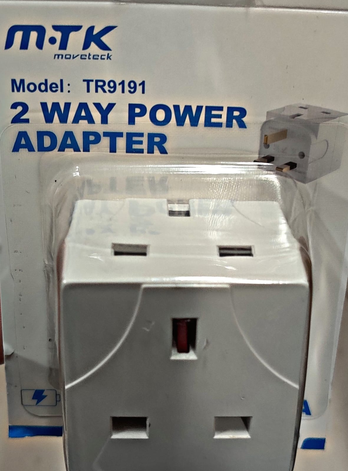 TR9191 UK 2 Way 3 Pin Power Adapter Plug Splitter Brick, Electric 13A Multi Wall Plug Socket, White (Blister)